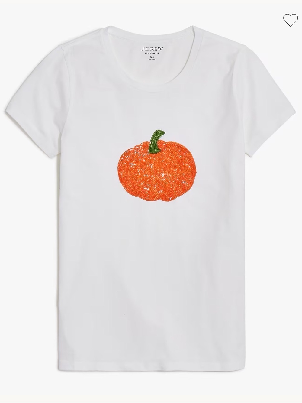 New With Tags JCrew Factory Sequined Pumpkin Graphic Tee Sz M